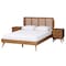 Baxton Studio Asami Mid-Century Modern Walnut Brown Finished Wood and Woven Rattan Full Size 3-Piece Bedroom Set 242-11116-9407-11298-11298-ZORO - alternate 1